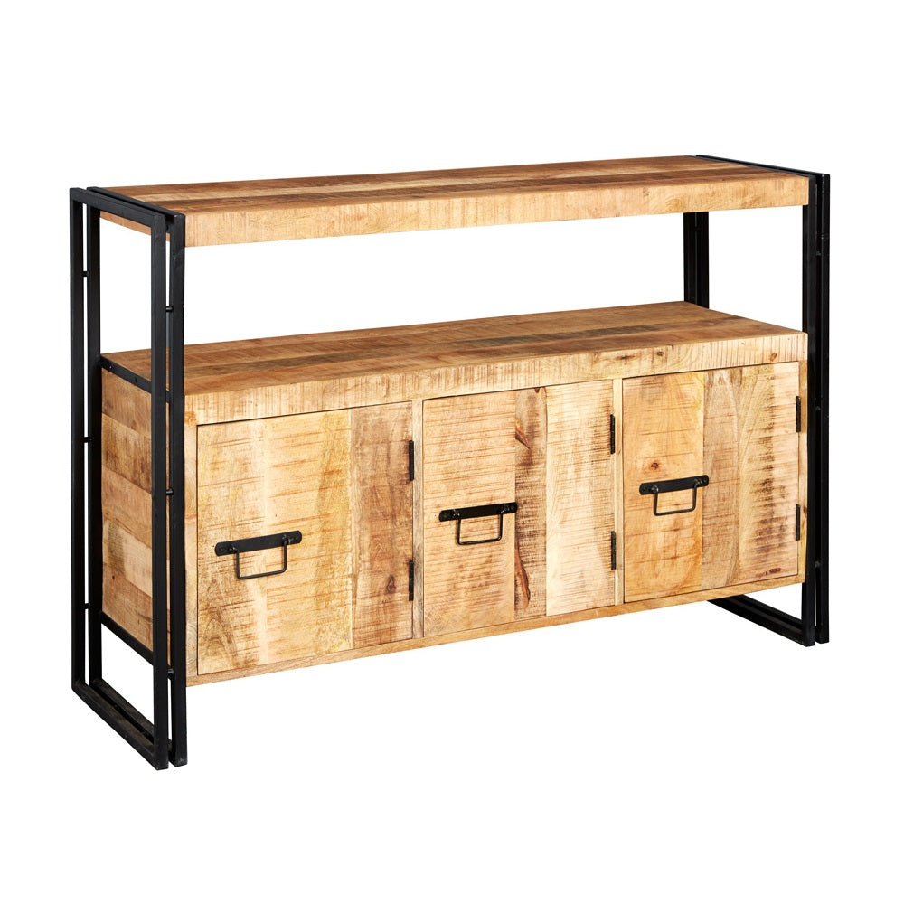 Solid Reclaimed Wood Storage Cabinet With 3 Doors - Cosmo Industrial