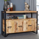 Solid Reclaimed Wood Storage Cabinet With 3 Doors - Cosmo Industrial
