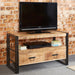 Solid Reclaimed Wood TV Stand With 2 Drawers - Cosmo Industrial