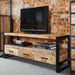 Solid Reclaimed Wood TV Stand With 3 Drawers - Cosmo Industrial