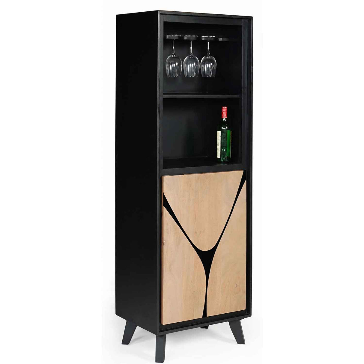 Solid Wood Bar Cabinet 60cm Wide With 1 Door - Boho