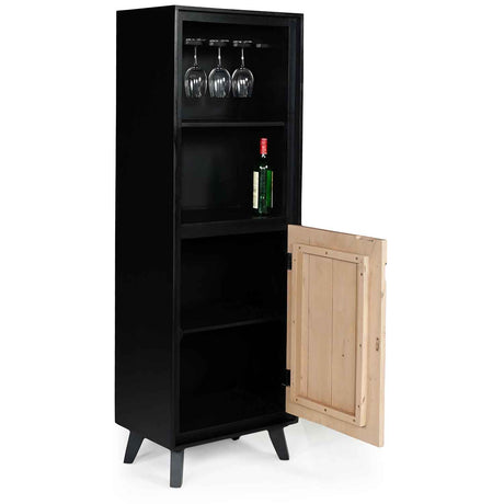 Solid Wood Bar Cabinet 60cm Wide With 1 Door - Boho