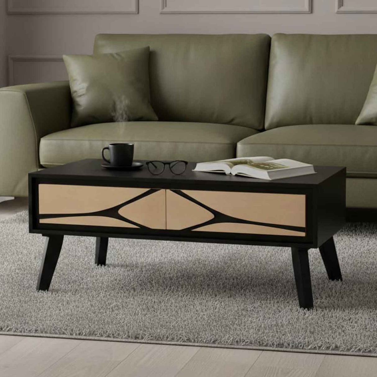Solid Wood Coffee Table 110cm Wide With 2 Drawers - Austin