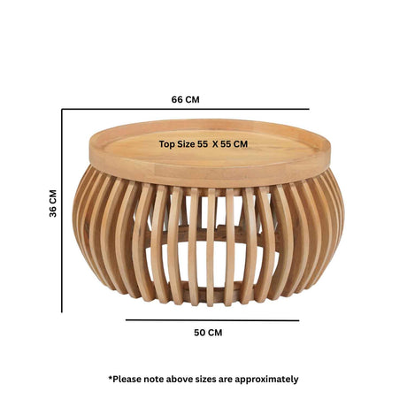 Solid Wood Coffee Table 66cm Wide Round - Austin