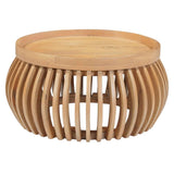 Solid Wood Coffee Table 66cm Wide Round - Austin