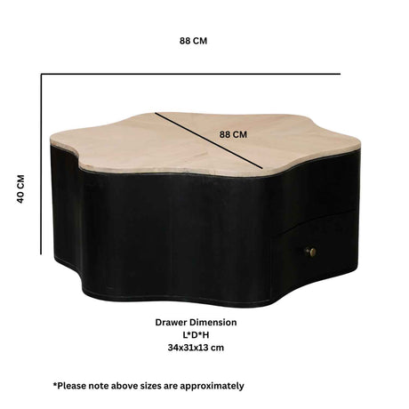 Solid Wood Coffee Table 88cm Wide With 1 Drawer - Austin