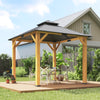 Solid Wood Hardtop Gazebo 300cm Width x 300cm Depth With Double Roof - Velmora