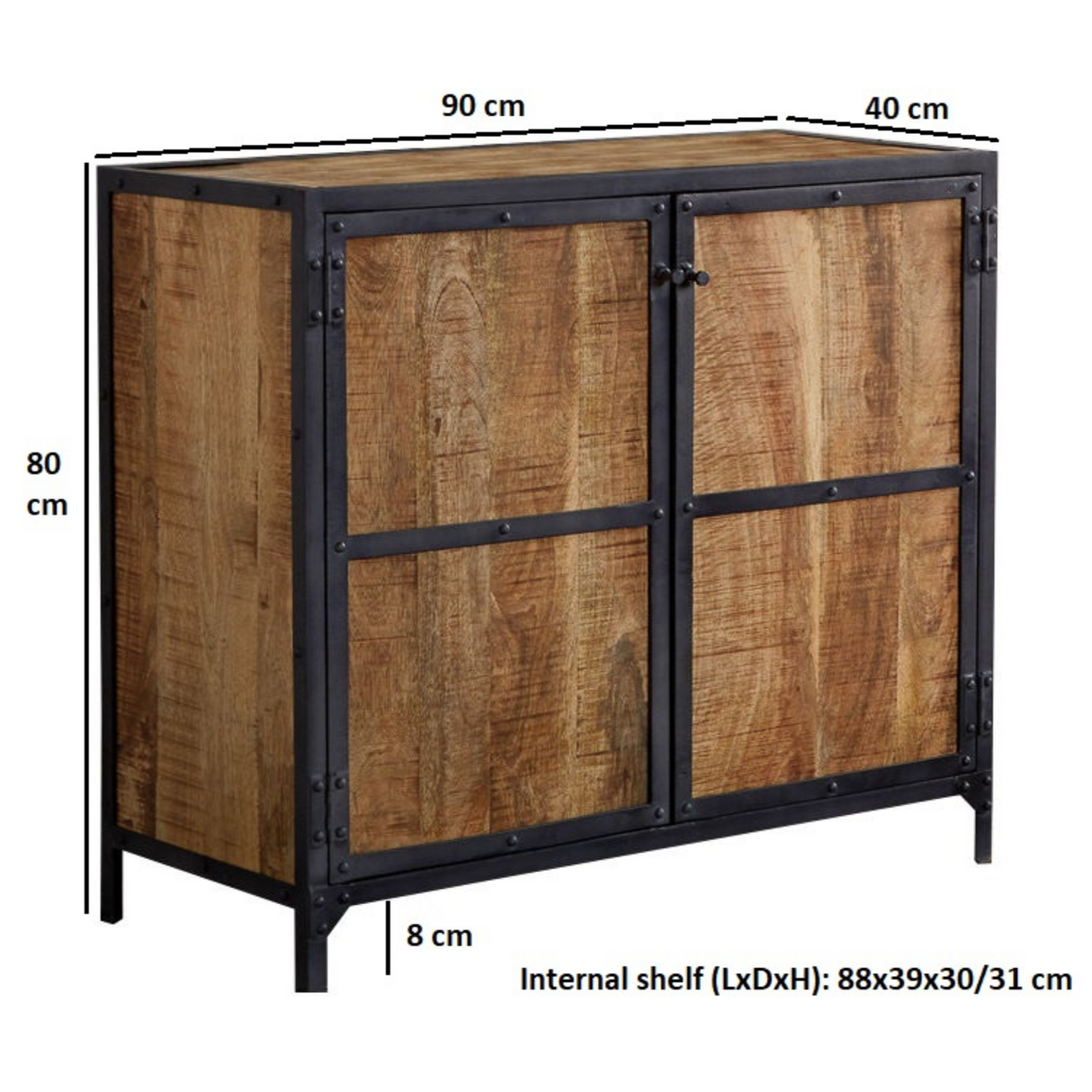 Solid Wood Storage Cabinet With 2 Doors - Ascot