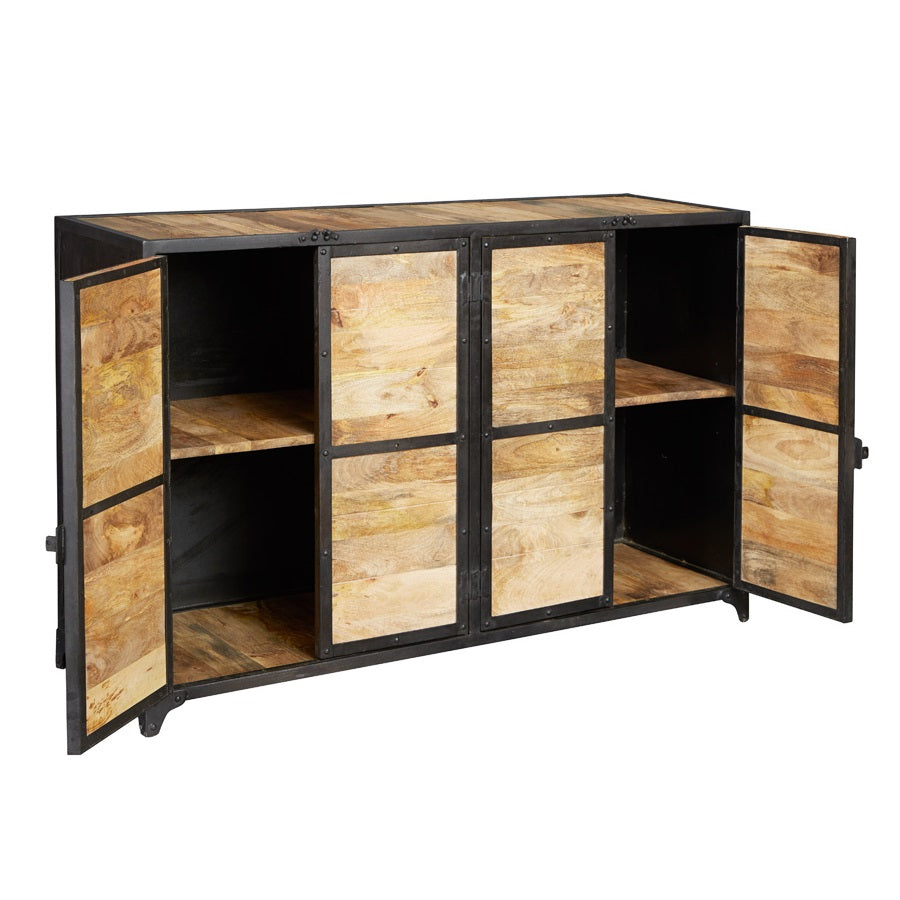 Solid Wood Storage Cabinet With 4 Doors - Ascot