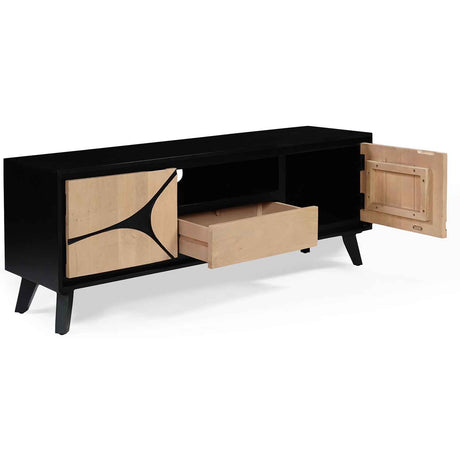 Solid Wood TV Stand 150cm Wide With 2 Doors And 1 Drawer - Boho