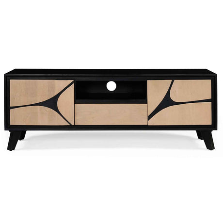 Solid Wood TV Stand 150cm Wide With 2 Doors And 1 Drawer - Boho