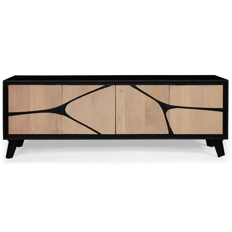 Solid Wood TV Stand 170cm Wide With 4 Doors - Boho
