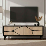 Solid Wood TV Stand 170cm Wide With 4 Doors - Boho