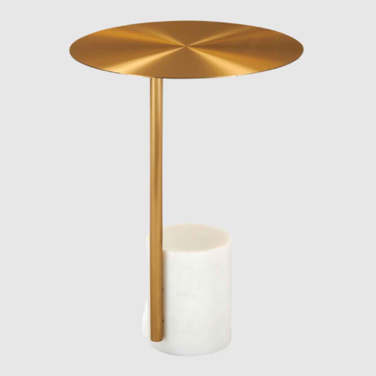 Stainless Steel Lamp Table 40cm Wide With Marble Base - Violet