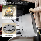 Stainless Steel Round Wood Burning Fire Pit With Fire Poker - Velmora