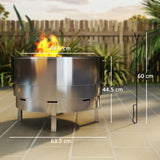 Stainless Steel Round Wood Burning Fire Pit With Fire Poker - Velmora