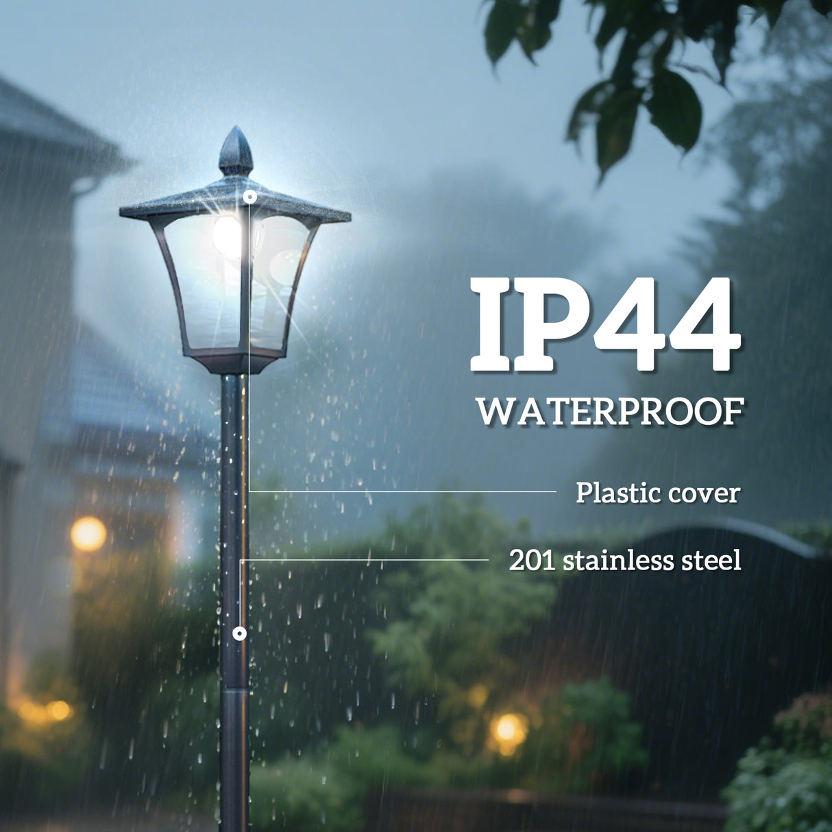 Steel 1.6m Tall Sensor Dimmable LED Garden Solar Powered Post Lamp - Velmora