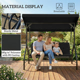 Steel 2 in 1 Convertible 3 Seater Garden Lounger Swing Chair Bed With Canopy - Velmora