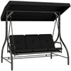 Steel 2 in 1 Convertible 3 Seater Garden Lounger Swing Chair Bed With Canopy - Velmora