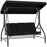 Steel 2 in 1 Convertible 3 Seater Garden Lounger Swing Chair Bed With Canopy - Velmora