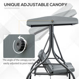 Steel 2 in 1 Convertible 3 Seater Garden Lounger Swing Chair Bed With Canopy - Velmora