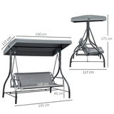 Steel 2 in 1 Convertible 3 Seater Garden Lounger Swing Chair Bed With Canopy - Velmora