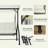 Steel 2 in 1 Convertible 3 Seater Garden Lounger Swing Chair Bed With Canopy - Velmora