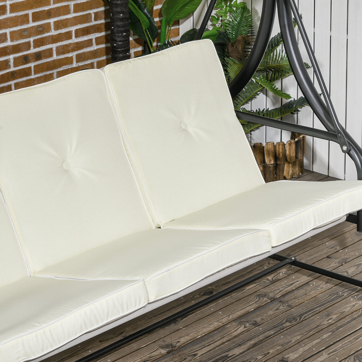 Steel 2 in 1 Convertible 3 Seater Garden Lounger Swing Chair Bed With Canopy - Velmora