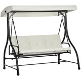 Steel 2 in 1 Convertible 3 Seater Garden Lounger Swing Chair Bed With Canopy - Velmora