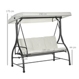 Steel 2 in 1 Convertible 3 Seater Garden Lounger Swing Chair Bed With Canopy - Velmora