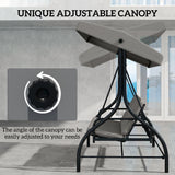 Steel 2 in 1 Convertible 3 Seater Garden Lounger Swing Chair Bed With Canopy - Velmora