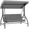 Steel 2 in 1 Convertible 3 Seater Garden Lounger Swing Chair Bed With Canopy - Velmora