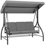 Steel 2 in 1 Convertible 3 Seater Garden Lounger Swing Chair Bed With Canopy - Velmora
