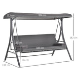 Steel 2 in 1 Convertible 3 Seater Garden Lounger Swing Chair Bed With Cushion - Velmora