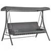 Steel 2 in 1 Convertible 3 Seater Garden Lounger Swing Chair Bed With Cushion - Velmora