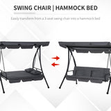 Steel 2 in 1 Convertible 3 Seater Garden Lounger Swing Chair Bed - Velmora