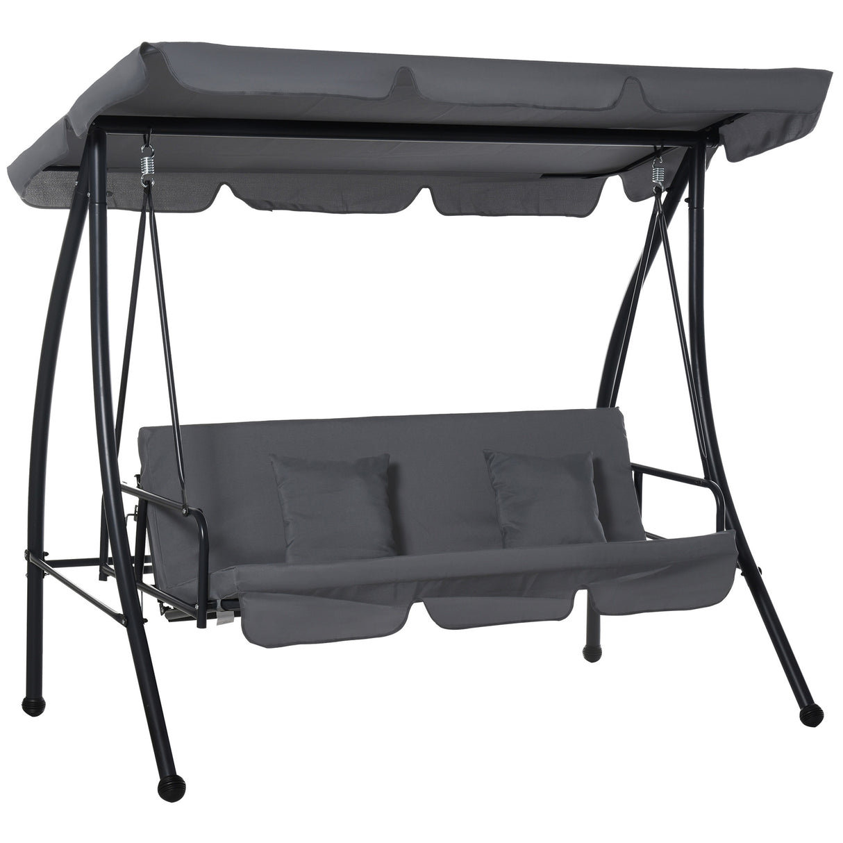 Steel 2 in 1 Convertible 3 Seater Garden Lounger Swing Chair Bed - Velmora