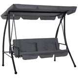 Steel 2 in 1 Convertible 3 Seater Garden Lounger Swing Chair Bed - Velmora