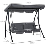 Steel 2 in 1 Convertible 3 Seater Garden Lounger Swing Chair Bed - Velmora