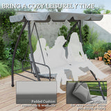 Steel 2 in 1 Convertible 3 Seater Garden Lounger Swing Chair Bed - Velmora
