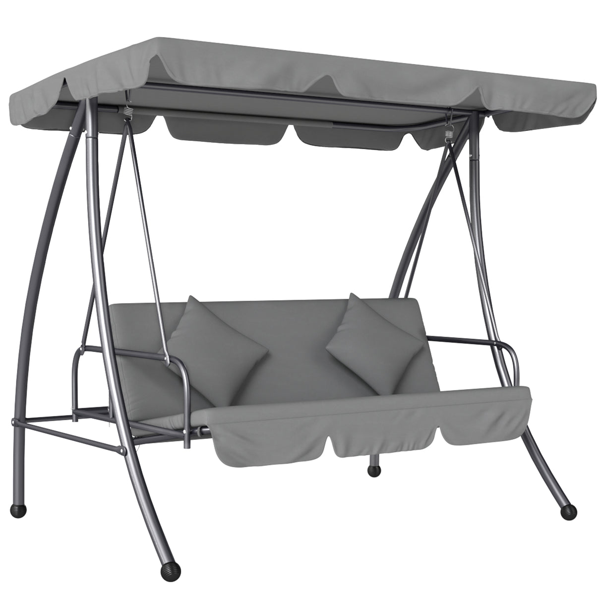 Steel 2 in 1 Convertible 3 Seater Garden Lounger Swing Chair Bed - Velmora