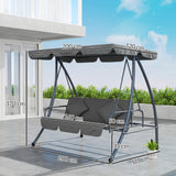 Steel 2 in 1 Convertible 3 Seater Garden Lounger Swing Chair Bed - Velmora