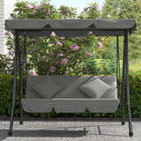 Steel 2 in 1 Convertible 3 Seater Garden Lounger Swing Chair Bed - Velmora