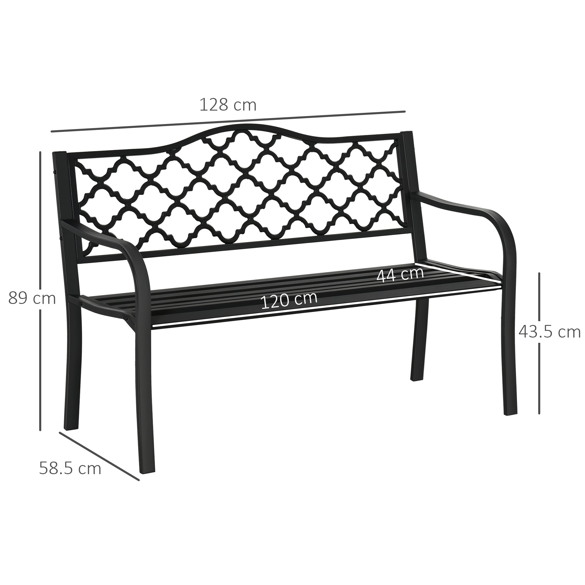 Steel 2 Seater Garden Bench Antique Loveseat for Yard - Velmora