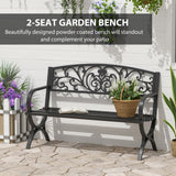 Steel 2 Seater Garden Bench for Patio Backyard - Velmora