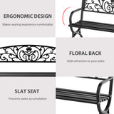 Steel 2 Seater Garden Bench for Patio Backyard - Velmora