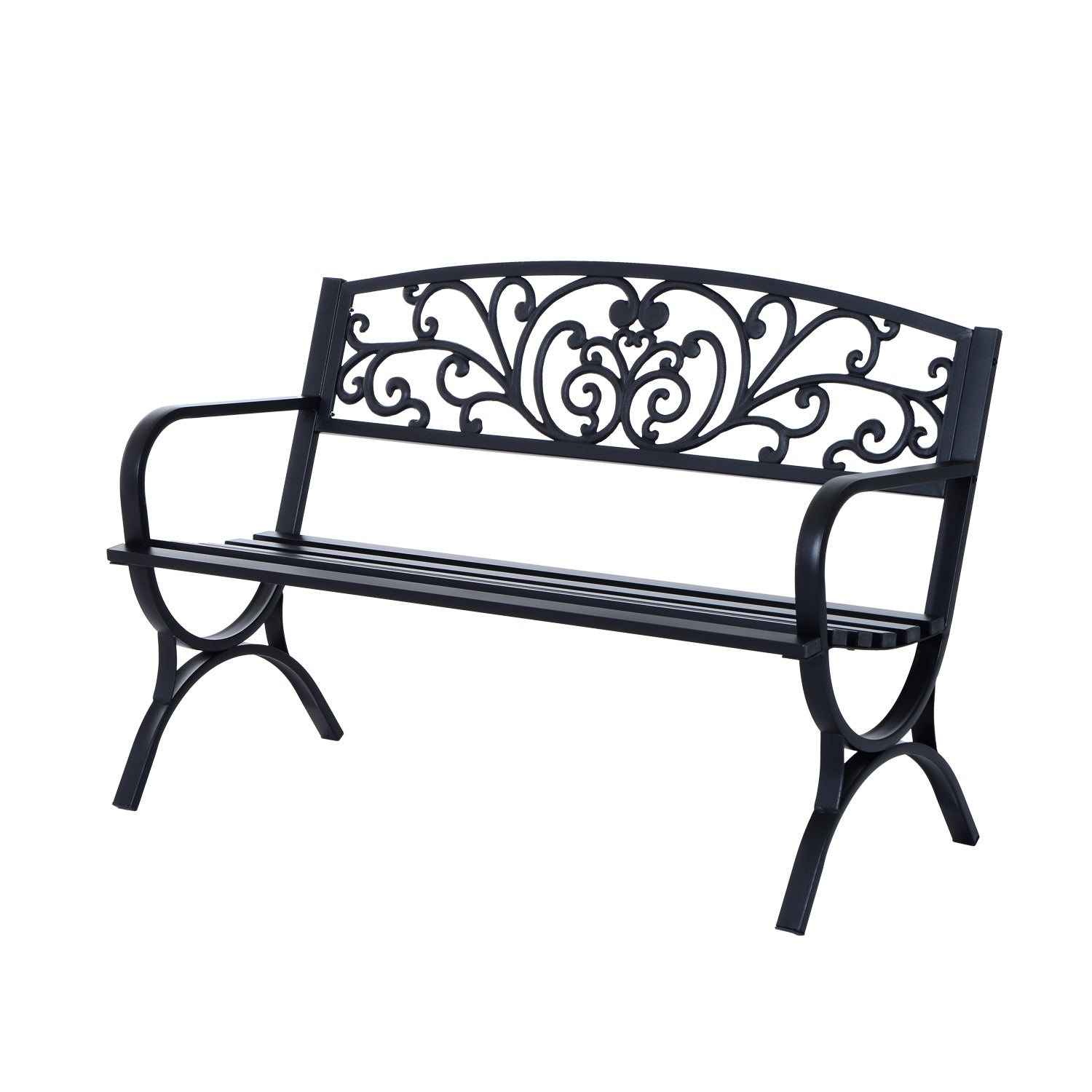 Steel 2 Seater Garden Bench for Patio Backyard - Velmora