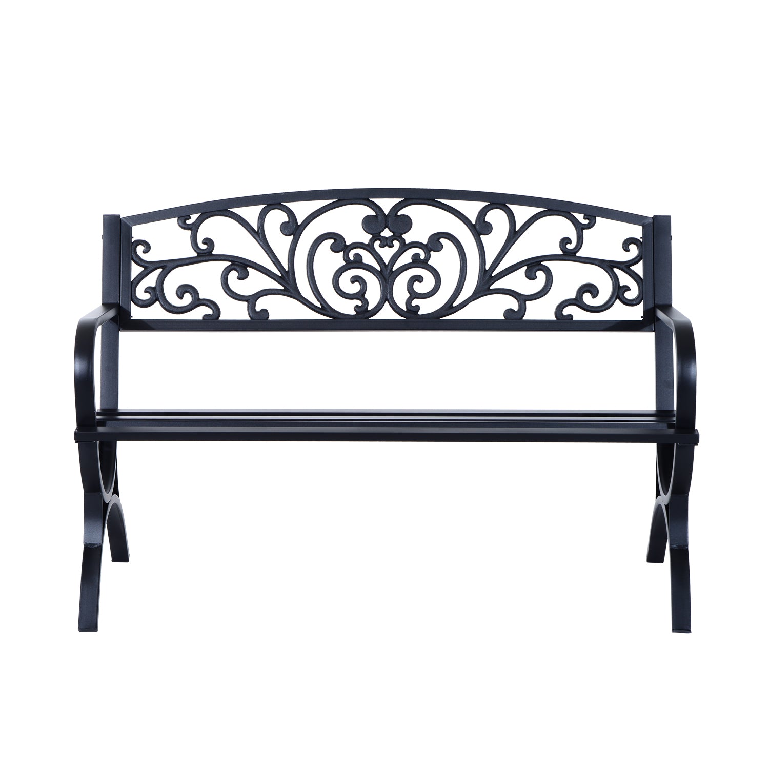 Steel 2 Seater Garden Bench for Patio Backyard - Velmora