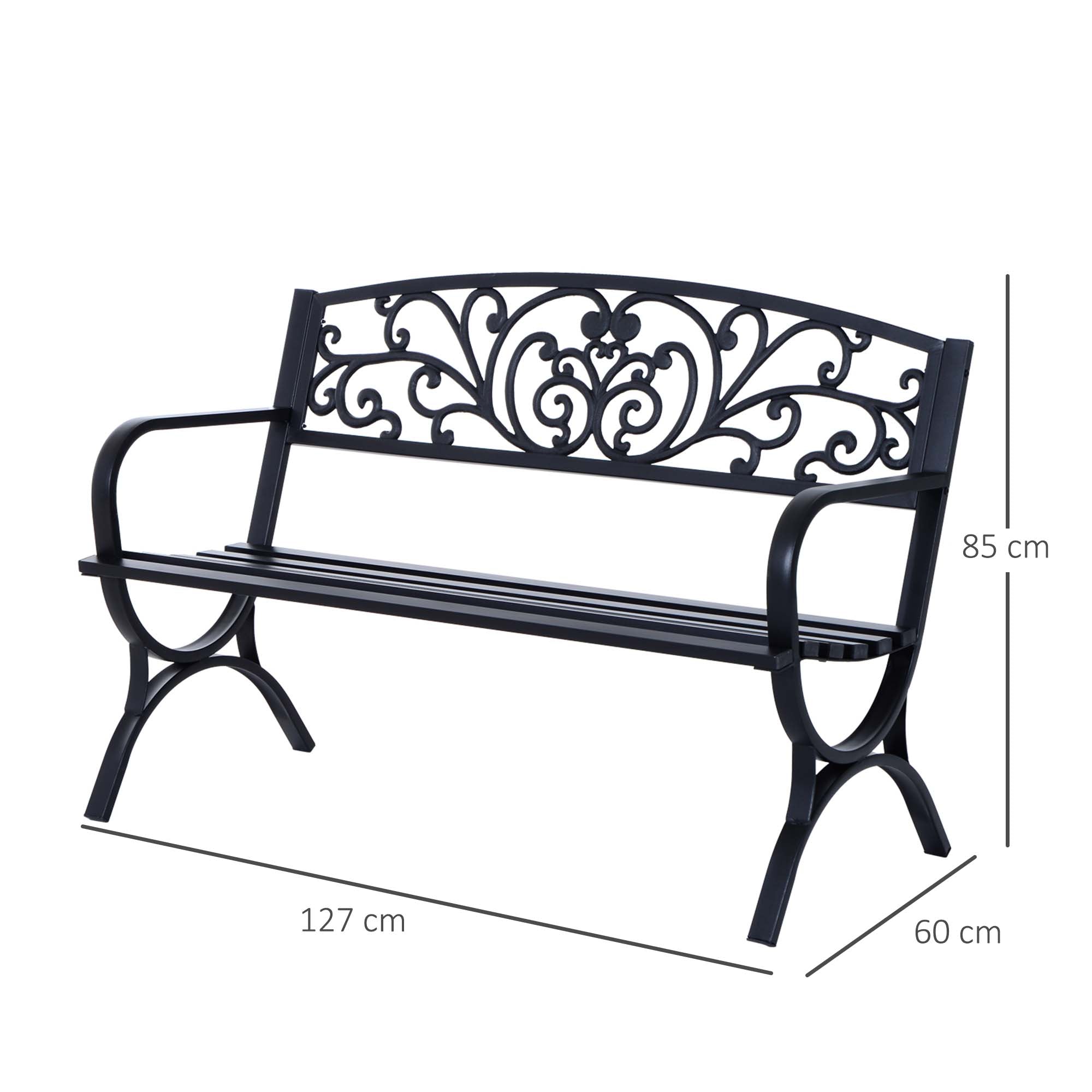 Steel 2 Seater Garden Bench for Patio Backyard - Velmora