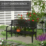 Steel 2 Seater Garden Bench Outdoor Patio - Velmora